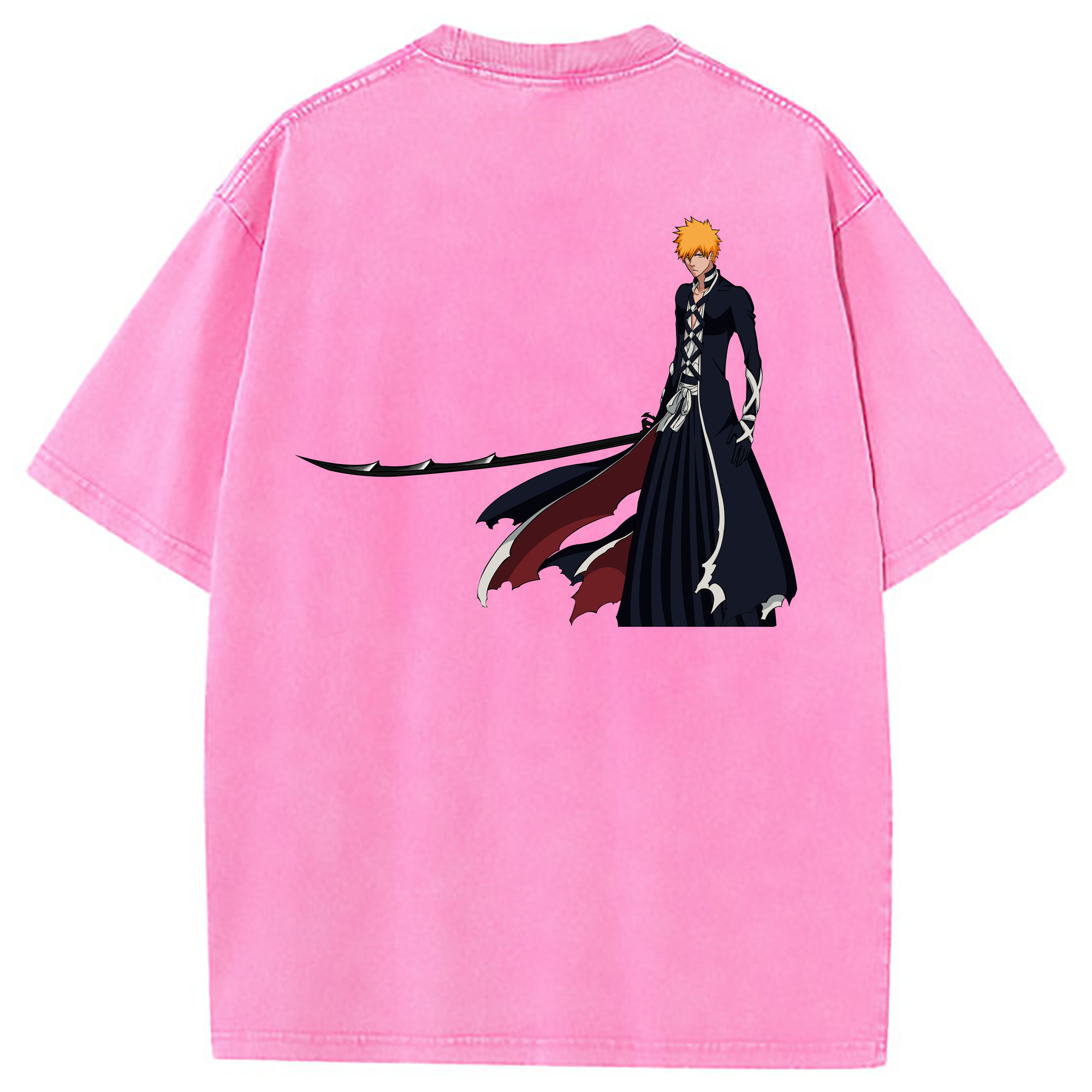 （画像用） ブリーチ 黒崎一護（くろさき いちご）BLEACH Kurosaki Ichigo 綿100% ヴィンテージ風 半袖Tシャツ（背面プリント）